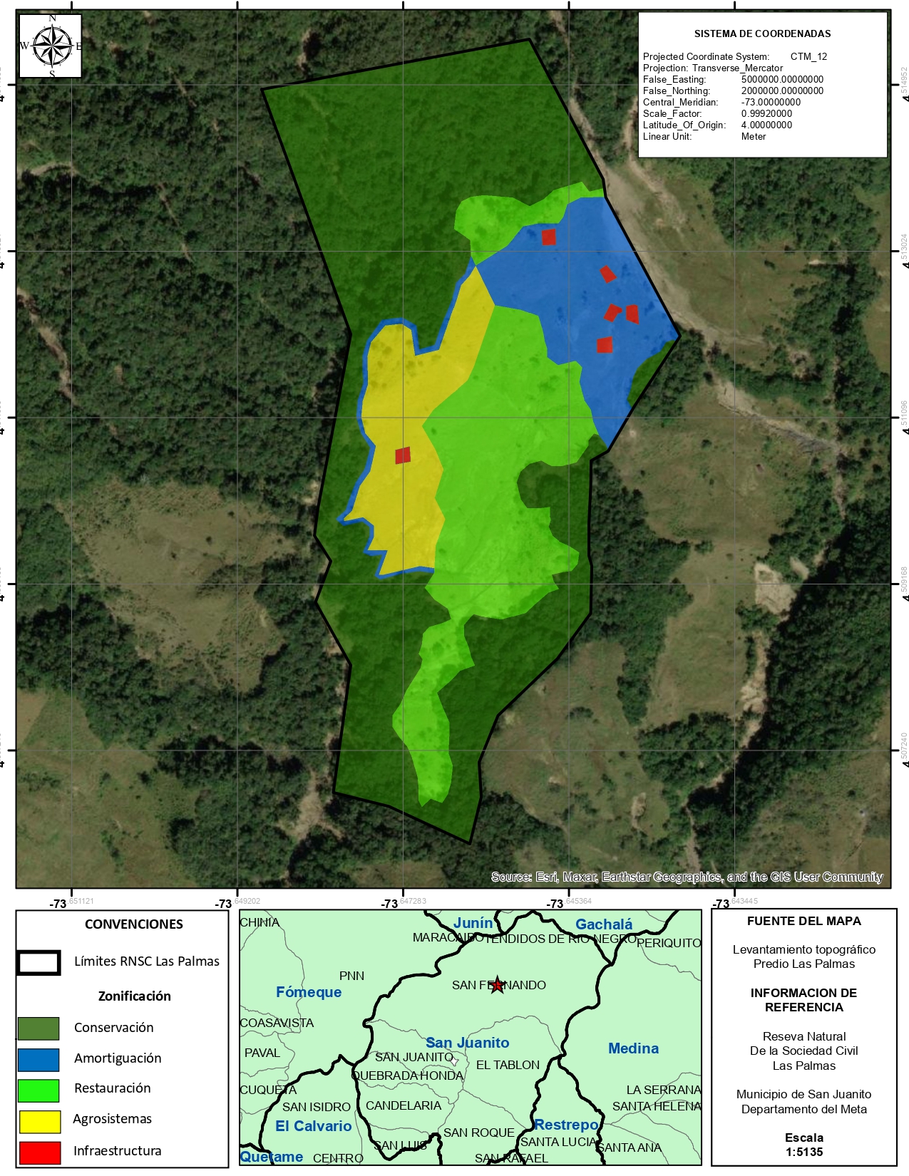Mapa de zonificación presentado ante Parques Nacionales Naturales para el registro como RNSC